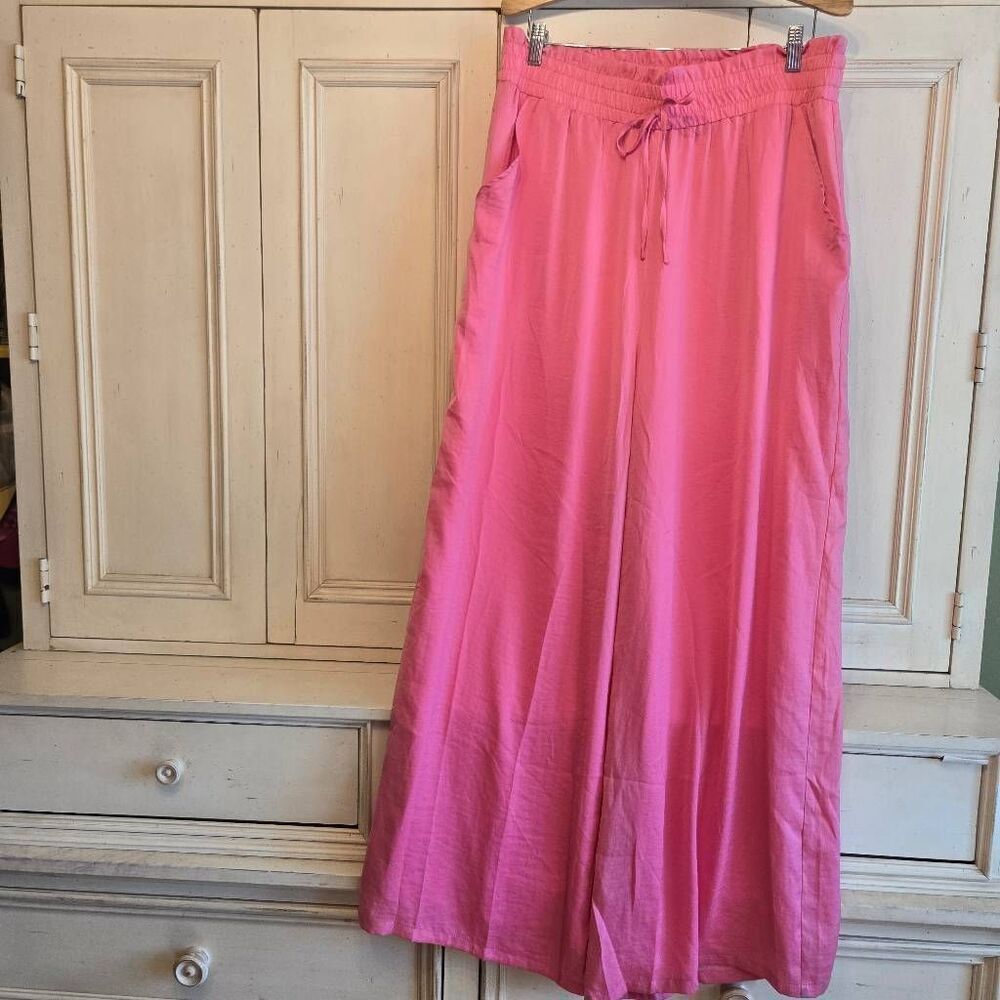 Lili Sidonio Pink High Waisted Fluid Pant XL Pockets Lined